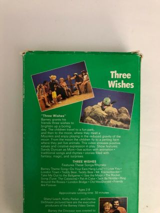 Barney Three Wishes (VHS 1992) Backyard Gang - RARE WHITE TAPE & BOX EDITION 6