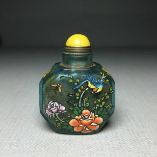 Qing ’qianlong‘ Dynasty Hand Painting Flowers Birds Overlay Glass Snuff Bottle