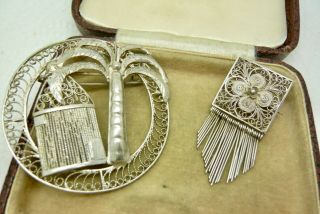 Vintage Jewellery Silver Filigree Brooches Pins Unusual