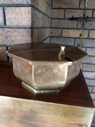 Lovely Octagonal Antique Copper And Brass Warming Pan