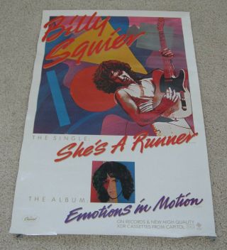 Billy Squier - Emotions In Motion,  Vintage,  Rare,  1980s In - Store Music Poster