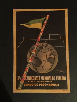 1950 Fifa World Cup Final Fixture / Poster Single Card Very Rare