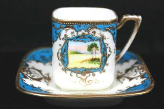 Antique Noritake Cup Saucer Miniature Jewelled Demi Tasse Circa 1900