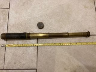 Antique Vintage Brass 3 Draw Pocket Extending Old Telescope Leather Maritime