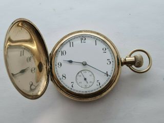 Antique 1910 Elgin U.  S.  A Full Hunter Gold Plated Pocket Watch Rare