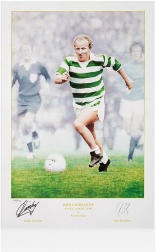 Ultra Rare Jimmy Johnstone Signed Celtic Print