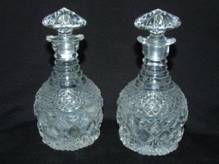 Antique Pair Cut Glass Miniature Decanters Or Possibly Scent Perfume Bottles