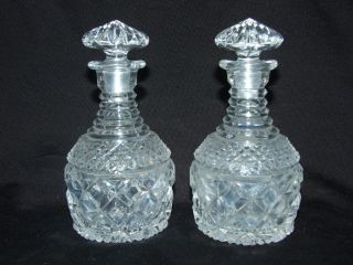 Antique Pair Cut Glass Miniature Decanters or Possibly Scent Perfume Bottles 2