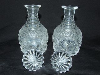Antique Pair Cut Glass Miniature Decanters or Possibly Scent Perfume Bottles 3
