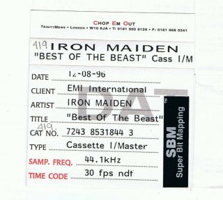Iron Maiden The Best Of The Beast DAT Master Tape For Production Rare 4