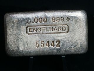Vintage Engelhard 999 Five Ounces 5 Oz Pure Fine Silver Bar - Rare - I