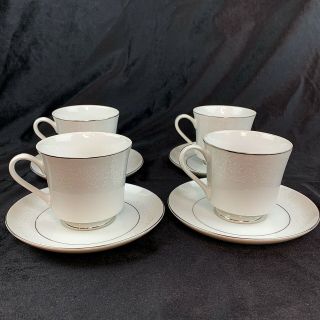 Vintage Crown Victoria Fine China - Lovelace - Footed Cup & Saucer Set Of 4