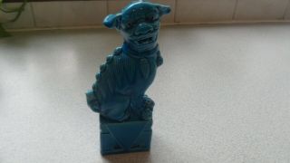 Vintage Chinese Blue Turquoise Glazed Foo Dog / Guardian Lion Approx 6 "