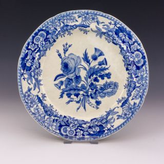 Antique Spode Pottery Blue & White Transferware - Union Wreath Plate