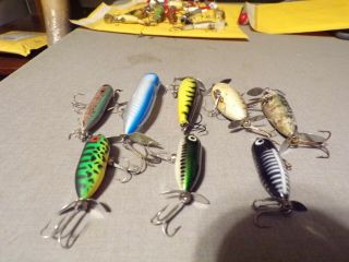 8 Vintage Lures Heddon Zara Puppy Wounded Spook Tiny Torpedos Etc
