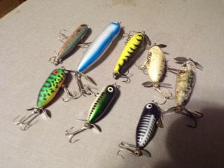 8 vintage lures heddon zara puppy wounded spook tiny torpedos etc 2
