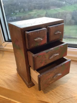 Vintage Japanese Miniature Wooden Chest Of Drawers