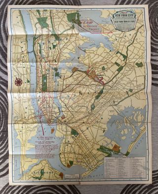1939 York City Nyc Subway Rapid Transit Map Rare Worlds Fair Nywf,  Roadmap