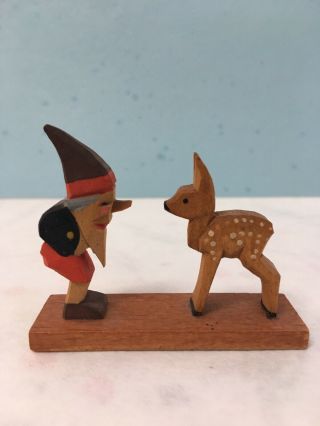 Wendt Khun ? Erzgebirge Wood Figurine Gnome Deer Christmas