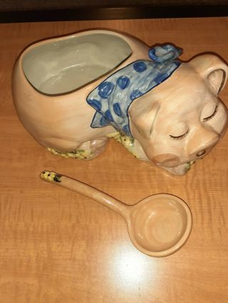 Rare Large Vintage Louisville Stoneware Pottery Pig Serving Bowl Tureen Crock