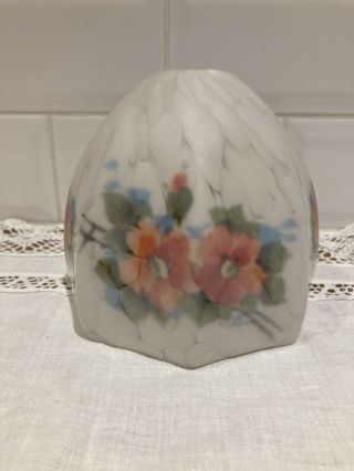Vintage Art Deco Hand Painted Floral White Glass Lamp Light Shade Retro