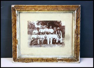 Antique Cricket Team Photograph Village Group Framed