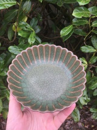 Fine Antique Chinese Porcelain Brush Washer Celadon Ge Vase Crackle Glaze Yuan