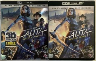 Alita Battle Angel 4k Ultra Hd 3d Blu Ray 3 Dis Set,  Rare Oop Slipcover Buy Now