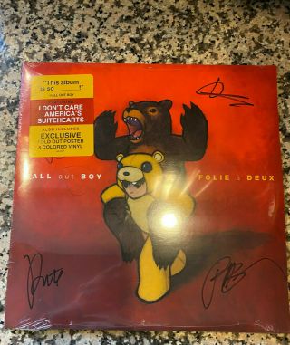 Fall Out Boy Folie A Deux Rare Box Set - Autographed Vinyl,  Bear Hoodie & More