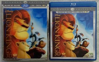 Disney The Lion King 3d/2d Blu Ray Dvd 4 Disc Set,  Rare Oop Lenticular Slipcover