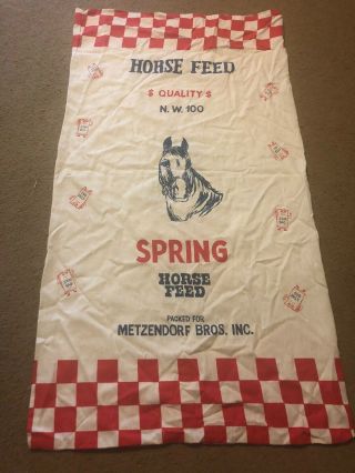 Vintage Rare Spring Horse Feed Bag - Metzendorf Bros.  - Perfect