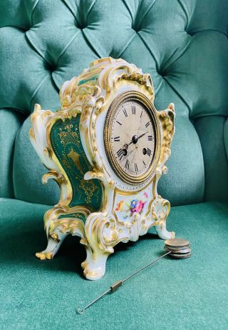 Rare Antique Jacob Petit Porcelain French Clock 19th Century Raingo Freres Paris