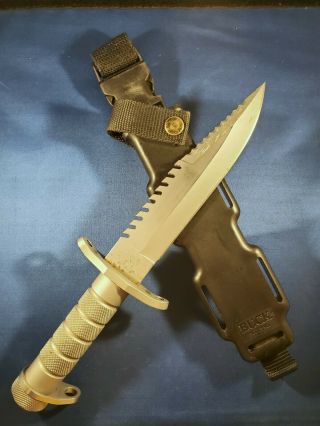 Rare 1985 Vintage Buck 184 Survival Knife W/ Sheath - Made In Usa - Pat Pend