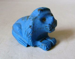 Old Carved Turquoise Figure Of A Lion: 4.  8 Cm Long