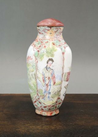 A Rare&beautiful Chinese 19c Snuff " Mother " Bottle Of Enamelled Copper - Jiaqing