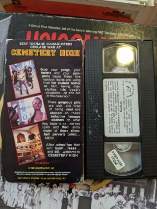 Cemetery High VHS Unicorn Video RARE Tape.  Plays great. 3