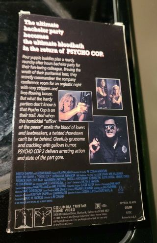 Psycho Cop Returns (2) VHS Rare Slasher Horror Bobby Ray Shafer Julie Strain 3