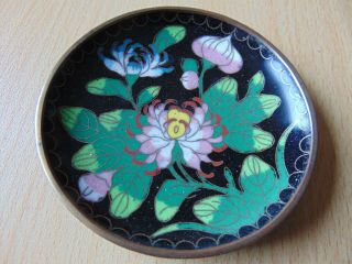 Vintage Cloisonne Asian Oriental Chinese Enamelled Dish 3.  5 Inches