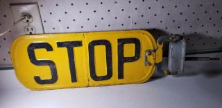 Antique Rare Yellow School Bus Stop Sign Swing Arm Sign