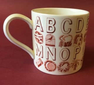 Extremely Rare Eric Ravilious Wedgwood Alphabet Mug Burnt Red 1st Quality Perfec