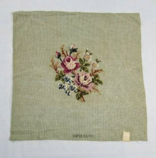 Vintage Needlework Tapestry Hand Stitched Flower Chair Or Cushion Cover 58x58cm