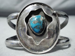 Very Rare Vintage Navajo Old Morenci Turquoise Sterling Silver Bracelet