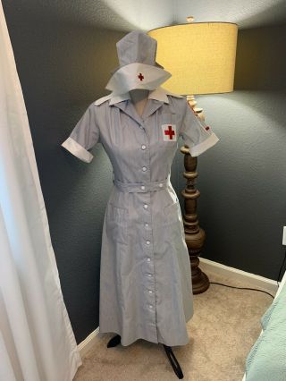 Rare.  Vintage Wwii Red Cross Womans Nurses Uniform Volunteer Aid
