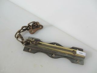Antique Brass & Iron Door Latch Lock Keep Bolt Hook Old Victorian Chain Catch