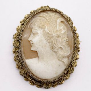 Antique Victorian Gold Tone Cameo Ladies Pendant And Brooch