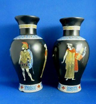 Antique 19thc Grand Tour Style Greek Revival Vases C1900 - Etruscan
