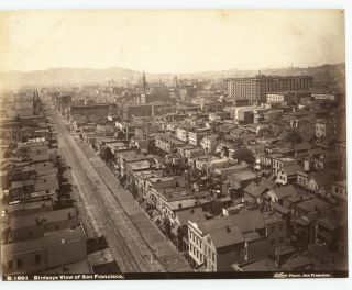 Rare Albumen Photograph Birdseye View Of San Francisco California Iw Taber 1880s