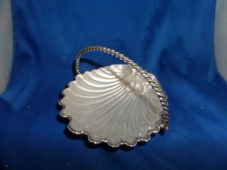 Lovely Victorian Shell Butter Dish C.  1890 Silver Plate & Glass