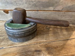 A Fabulous Vintage Wooden Auctioneers/masonic Gavel & Metal Block - Great Patina
