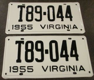 1955 Virginia Truck License Plate Pair - - Hard To Find - - Rare